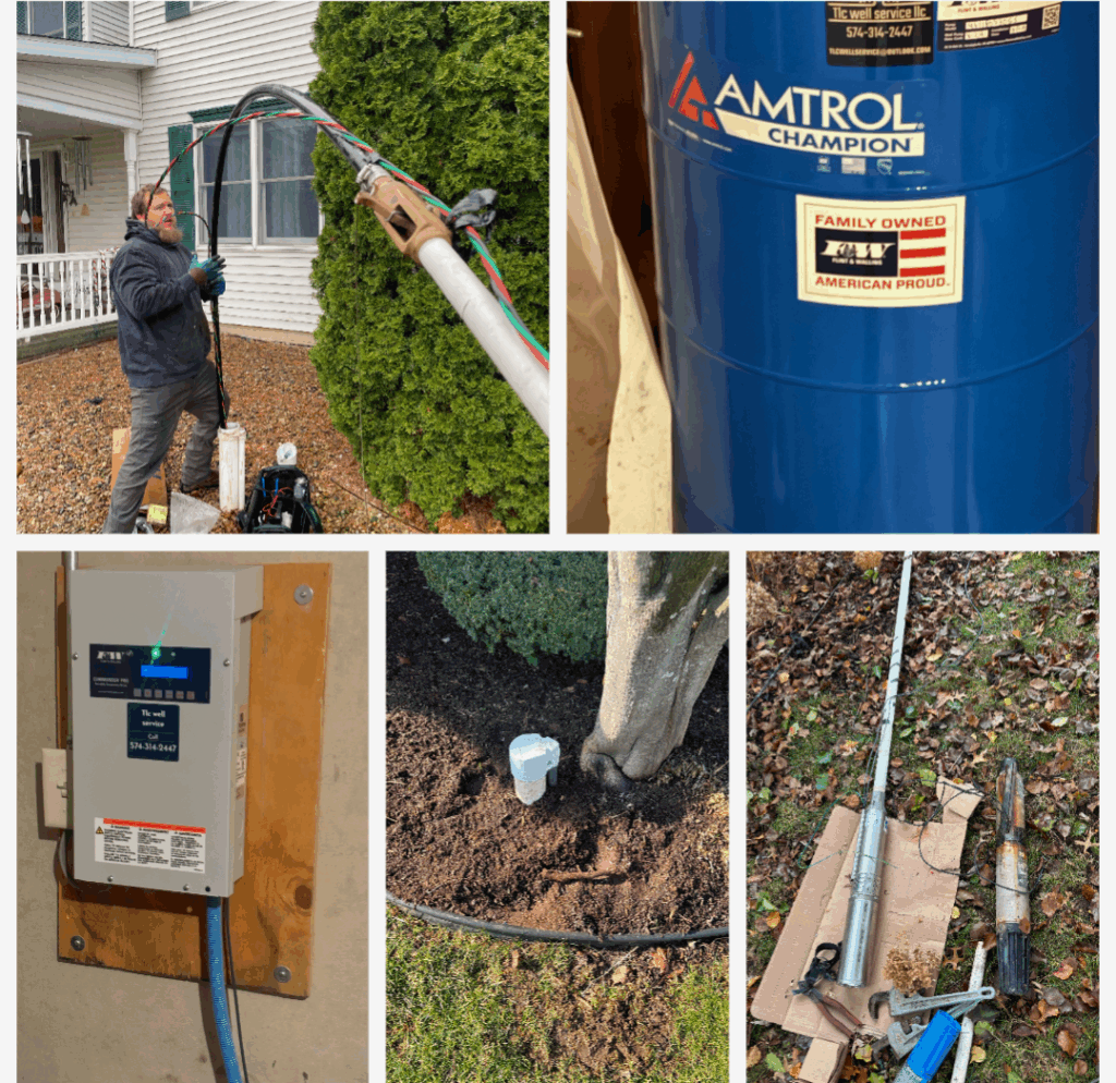 A collage of images of TLC Well Service doing well service in South Bend