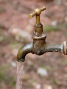 water faucet with water coming out