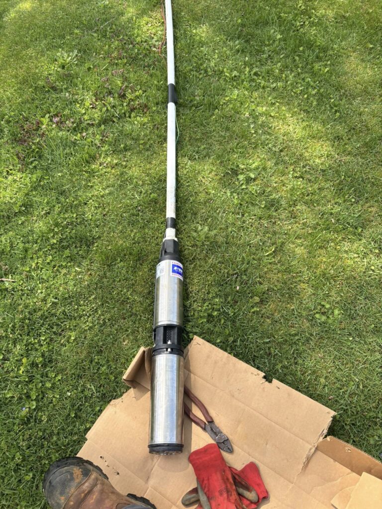 A brand new well pump being installed by TLC during a well service in South Bend